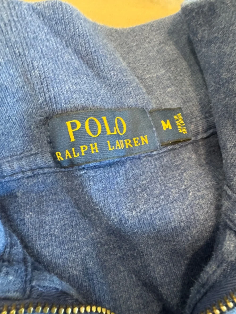 Polo Ralph Lauren Blue Heather Quarter Zip Sweater Yellow Pony Medium M
